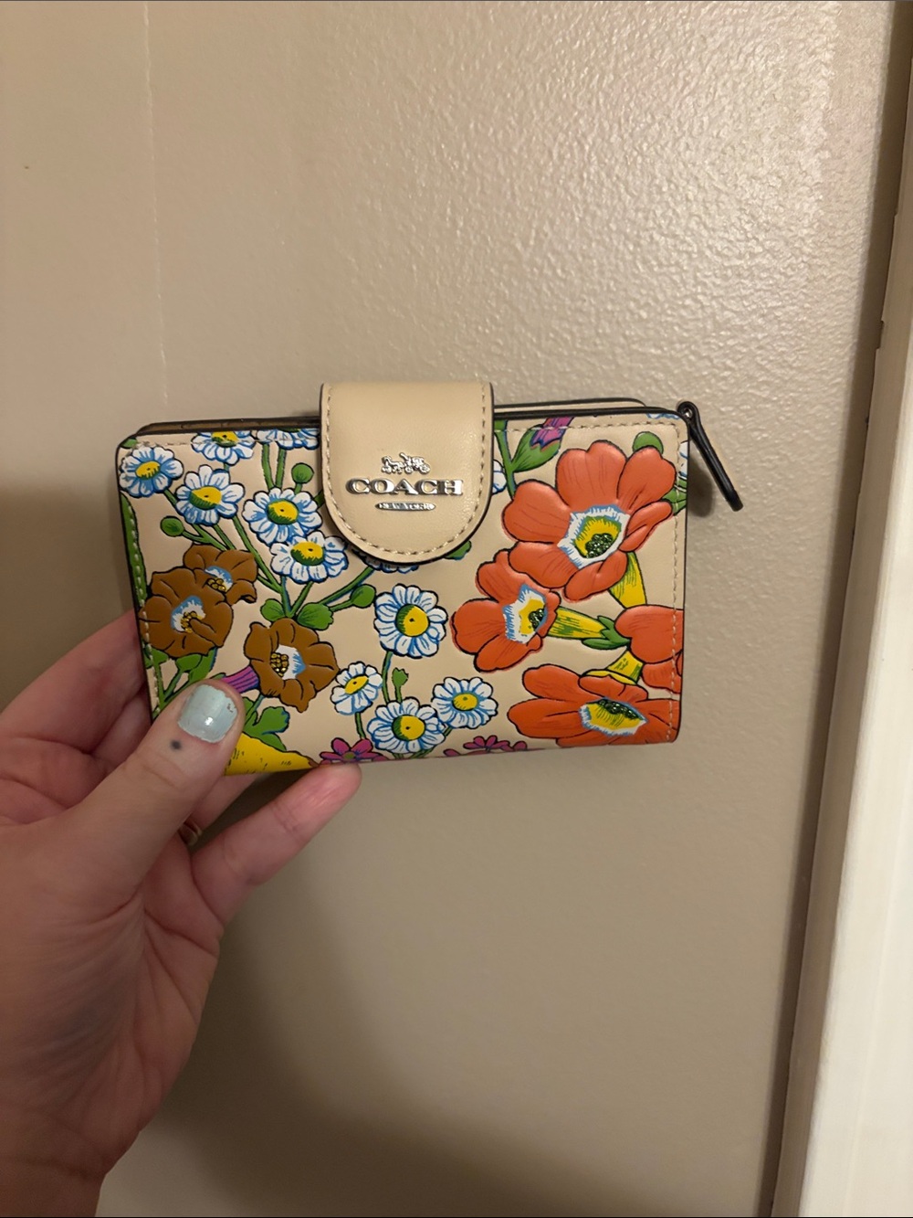 Coach Corner Zip Floral Wallet